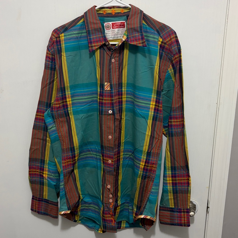 Robert Graham Red and Blue Casual Button Down Shirt